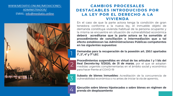 PROCEDIMIENTO DE INTERMEDIACION EN LA NUEVA LEY POR EL DERECHO A LA VIVIENDA